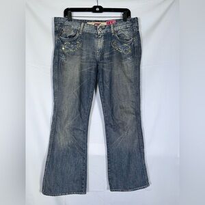 Vtg‎ 7 For All Mankind The Great China Wall Jeans Rhinestones Bootcut Low Rise